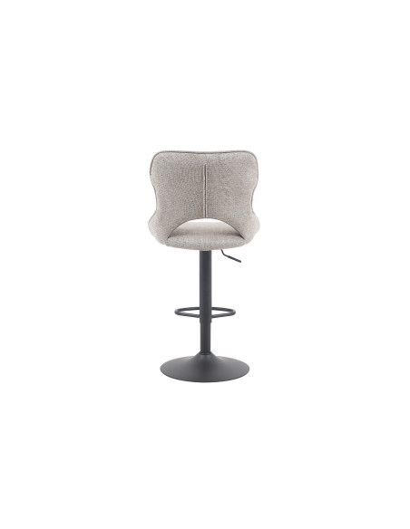 Tabouret de bar réglable en tissu gris clair recyclé et métal noir 51 x 53 x 100 à 121 cm Mori