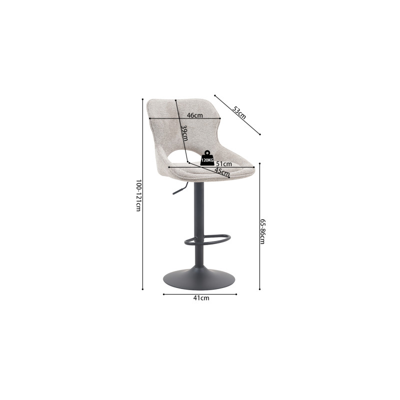 Tabouret de bar réglable en tissu...