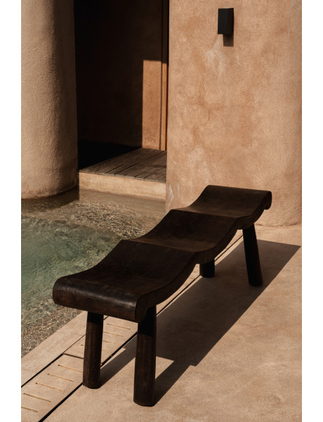 Banc ondulé en manguier massif noyer foncé 150 x 35 x 50 cm The Lombok Bazar Bizar - 2
