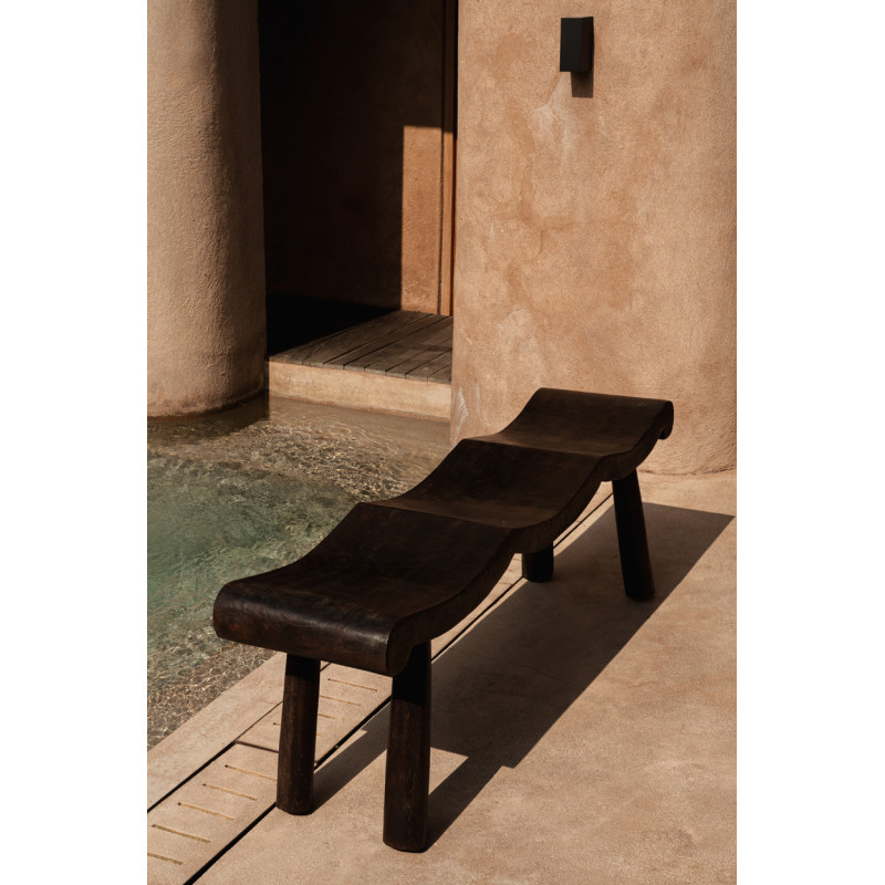 Banc ondulé en manguier massif noyer foncé 150 x 35 x 50 cm The Lombok Bazar Bizar - 2