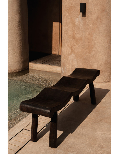 Banc ondulé en manguier massif noyer foncé 150 x 35 x 50 cm The Lombok Bazar Bizar - 2