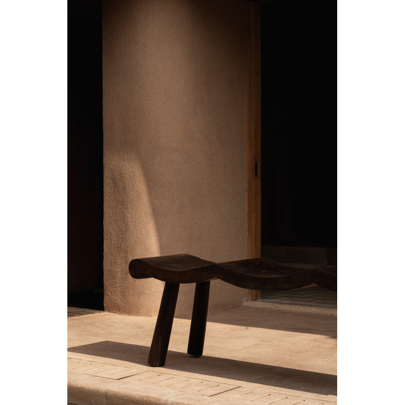 Banc ondulé en manguier massif noyer foncé 150 x 35 x 50 cm The Lombok Bazar Bizar - 11