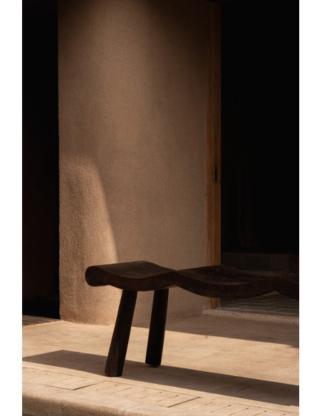 Banc ondulé en manguier massif noyer foncé 150 x 35 x 50 cm The Lombok Bazar Bizar - 11