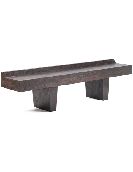 Banc en bois massif finition noyer foncé 200 x 40 x 50 cm The Center Piece