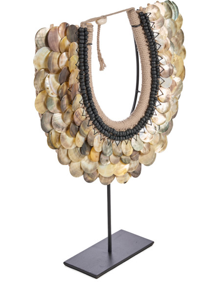Objet à poser en coquillages naturels sur support métal noir 30 x 7 x 40 cm The Clam Couture