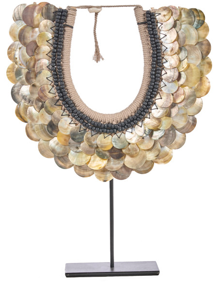 Objet à poser en coquillages naturels sur support métal noir 30 x 7 x 40 cm The Clam Couture