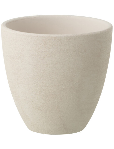 Petit cache-pot rond en céramique blanche 14 x 14 x 13,5...