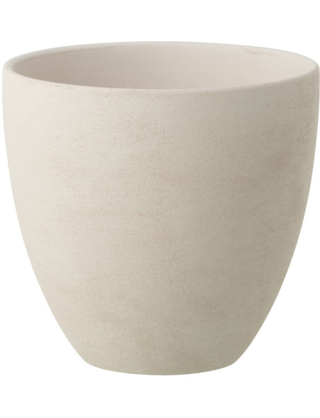 Cache-pot rond en céramique blanche 20 x 20 x 19 cm Zacht