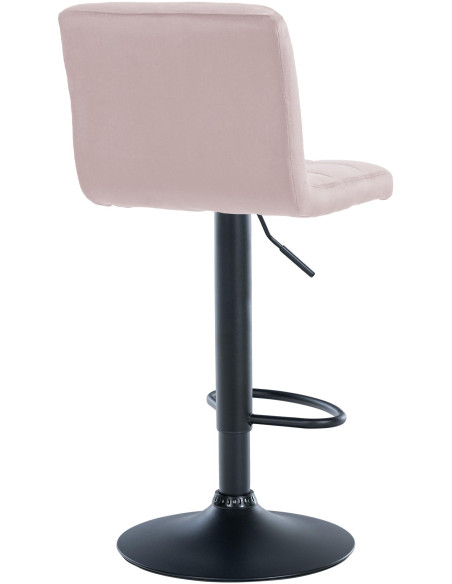 Tabouret de bar réglable en Velours Rose Métal Noir Gorlin