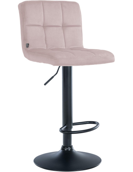 Tabouret de bar réglable en Velours Rose Métal Noir Gorlin