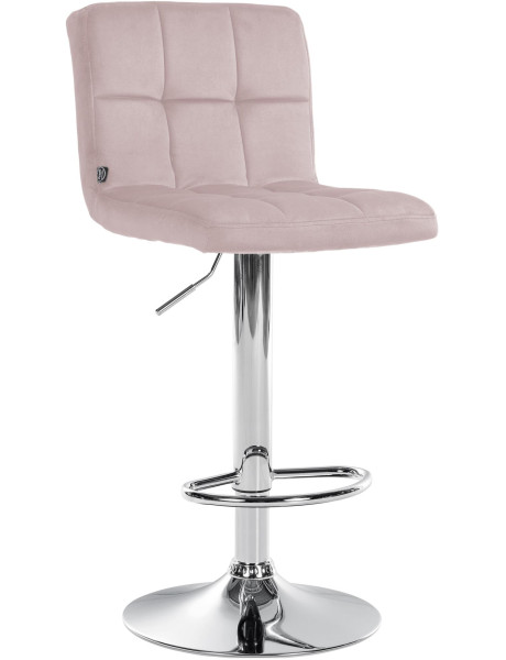 Tabouret de bar réglable en Velours Rose Métal Argenté...