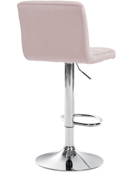 Tabouret de bar réglable en Velours Rose Métal Argenté Gorlin