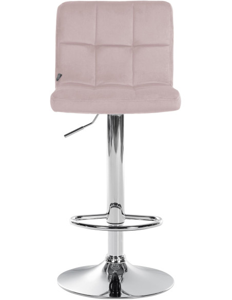 Tabouret de bar réglable en Velours Rose Métal Argenté Gorlin