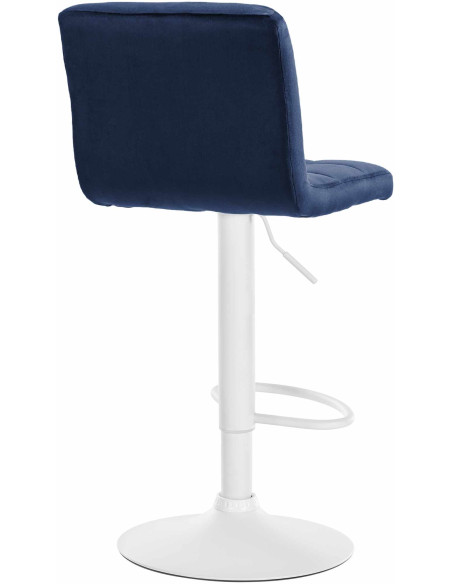 Tabouret de bar réglable en Velours Bleu Métal Blanc Gorlin