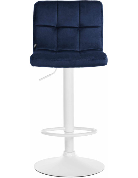 Tabouret de bar réglable en Velours Bleu Métal Blanc Gorlin