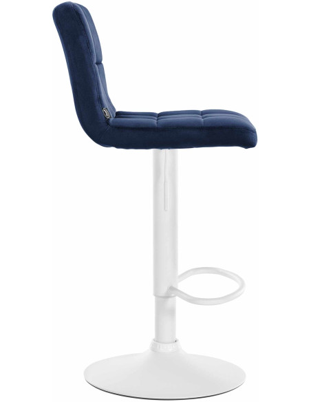 Tabouret de bar réglable en Velours Bleu Métal Blanc Gorlin