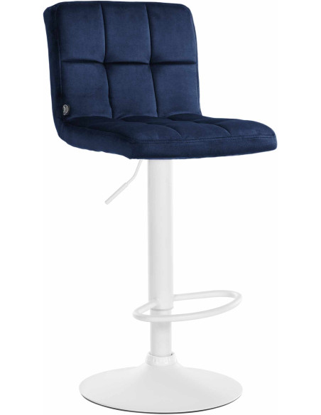 Tabouret de bar réglable en Velours Bleu Métal Blanc Gorlin