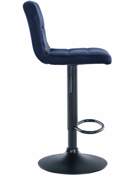 Tabouret de bar réglable en Velours Bleu Métal Noir Gorlin