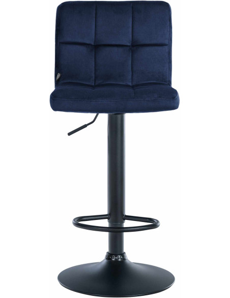 Tabouret de bar réglable en Velours Bleu Métal Noir Gorlin