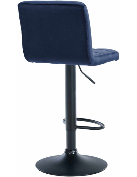 Tabouret de bar réglable en Velours Bleu Métal Noir Gorlin
