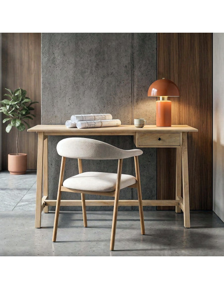 Bureau secrétaire en bois de manguier finition teck 120 x 60 x 77 cm Teka