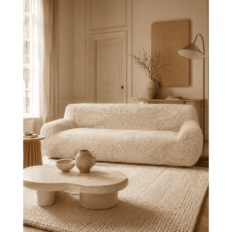 Canapé 3 places beige doux 240 x 107...
