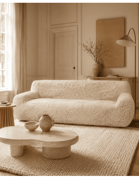 Canapé 3 places beige doux 240 x 107 x 79,5 cm Unai