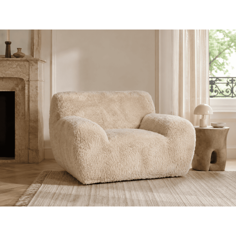 Fauteuil beige doux 124 x 107 x 79,5...