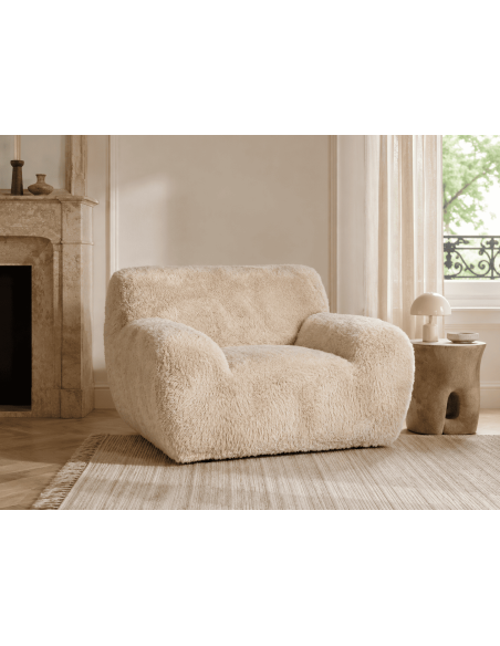 Fauteuil beige doux 124 x 107 x 79,5 cm Unai