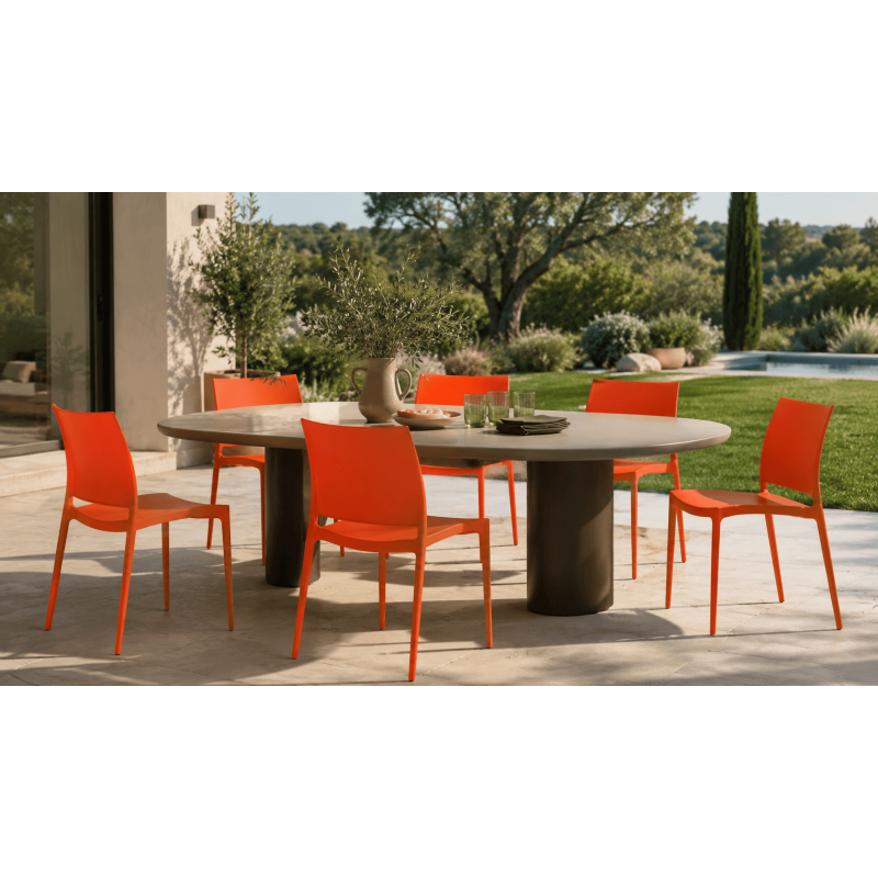 Chaise de jardin empilable orange en...