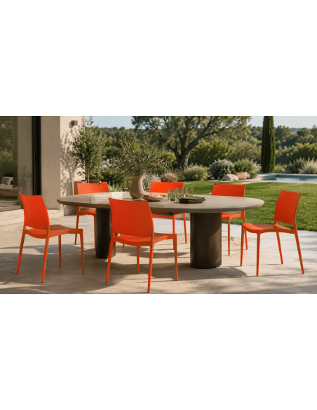 Chaise de jardin empilable orange en polypropylène 42 x 49 x 81 cm Basli