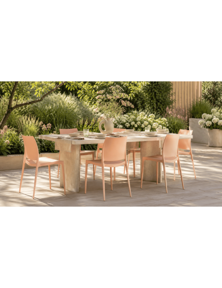 Chaise de jardin empilable couleur pêche en polypropylène 42 x 49 x 81 cm Basli