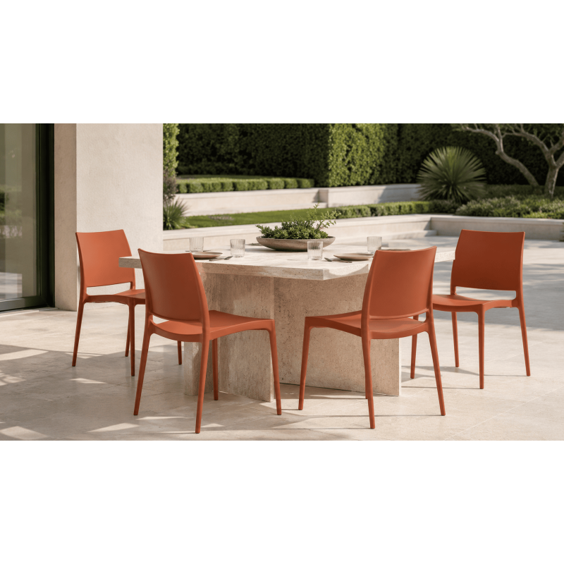Chaise de jardin empilable terracotta...