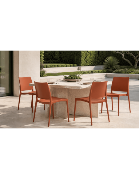 Chaise de jardin empilable terracotta en polypropylène 42 x 49 x 81 cm Basli