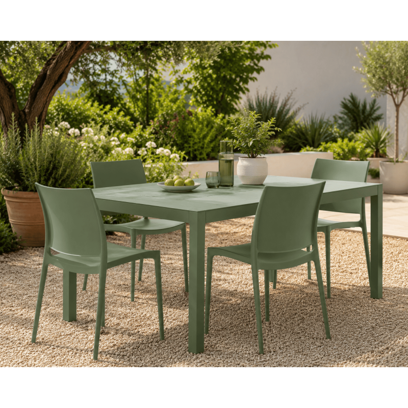 Chaise de jardin empilable vert olive...