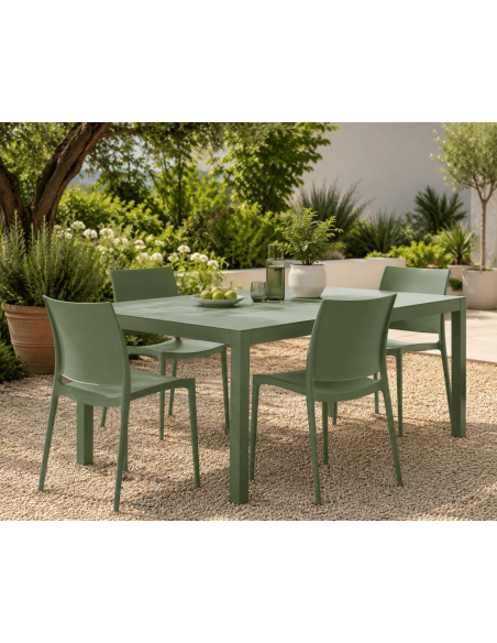 Chaise de jardin empilable vert olive en polypropylène 42 x 49 x 81 cm Basli