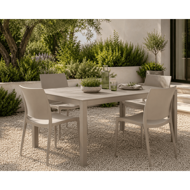 Chaise de jardin empilable taupe en...