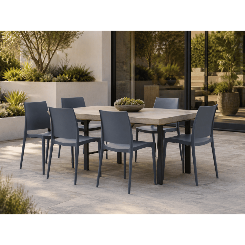 Chaise de jardin empilable grise en...