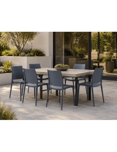Chaise de jardin empilable grise en polypropylène 42 x 49 x 81 cm Basli