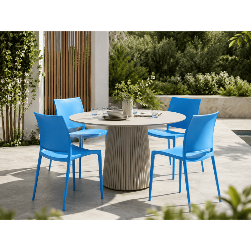 Chaise de jardin empilable bleue en...