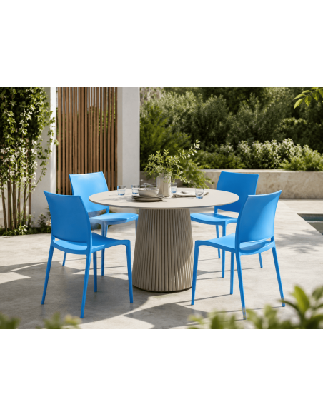 Chaise de jardin empilable bleue en polypropylène 42 x 49 x 81 cm Basli