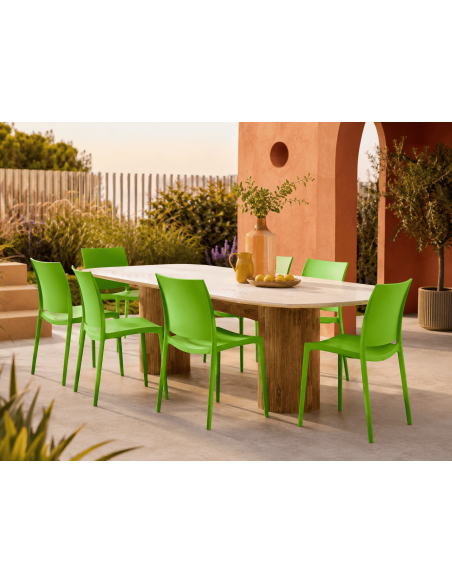 Chaise de jardin empilable verte en polypropylène 42 x 49 x 81 cm Basli