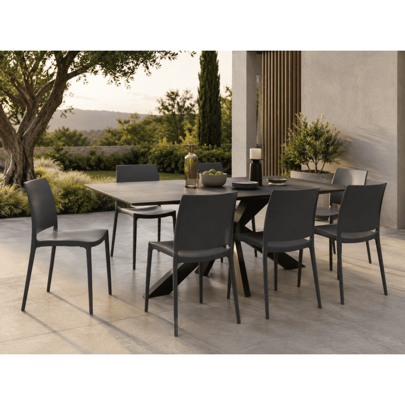Chaise de jardin empilable gris foncé...