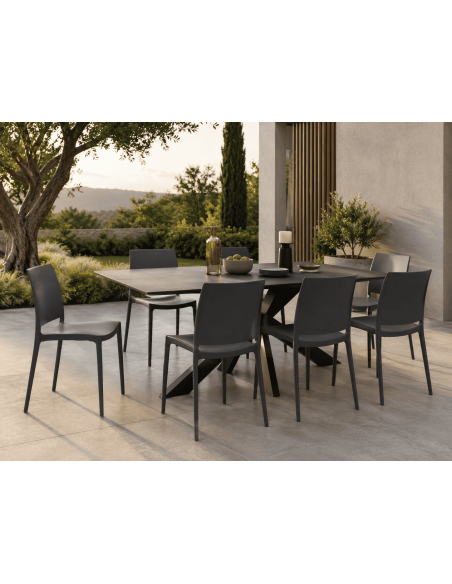 Chaise de jardin empilable gris foncé en polypropylène 42 x 49 x 81 cm Basli