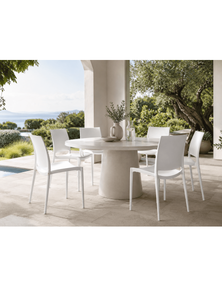 Chaise de jardin empilable blanche en polypropylène 42 x 49 x 81 cm Basli