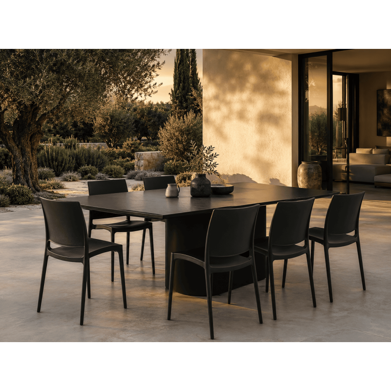 Chaise de jardin empilable noire en...