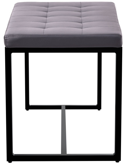 Banquette d’intérieur grise en polyuréthane et métal noir 100 x 40 x 48 cm Néva