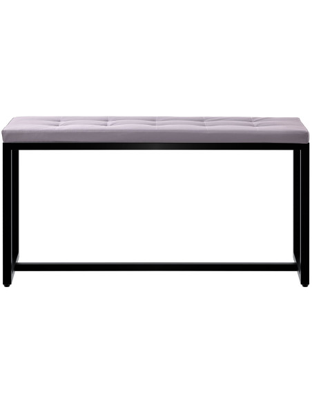 Banquette d’intérieur grise en polyuréthane et métal noir 100 x 40 x 48 cm Néva