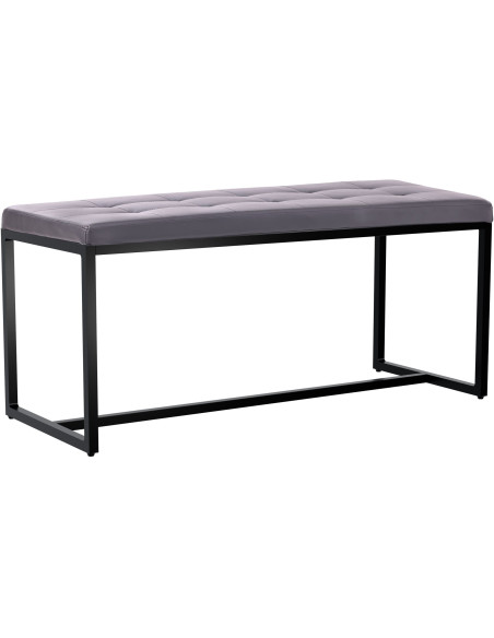 Banquette d’intérieur grise en polyuréthane et métal noir 100 x 40 x 48 cm Néva