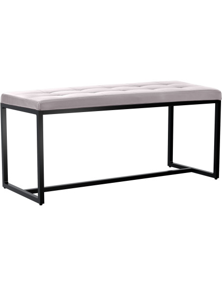 Banquette d’intérieur blanche en polyuréthane et métal noir 100 x 40 x 48 cm Néva